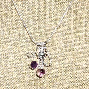 Amethyst necklace, 925 silver amethyst gemstone pendant necklace